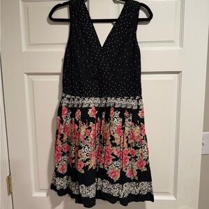 Aryeh Anthropologie Floral Black Sleeveless Dress